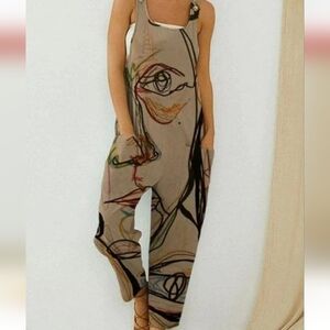 Artistic Face Print Jumpsuit